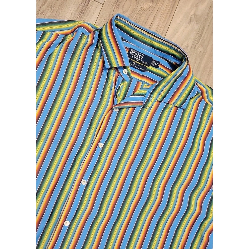 Vintage Polo Ralph Lauren Western Shirt Fine Two-Ply 120's Mens XXL Stripe